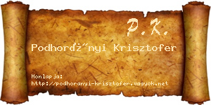 Podhorányi Krisztofer névjegykártya